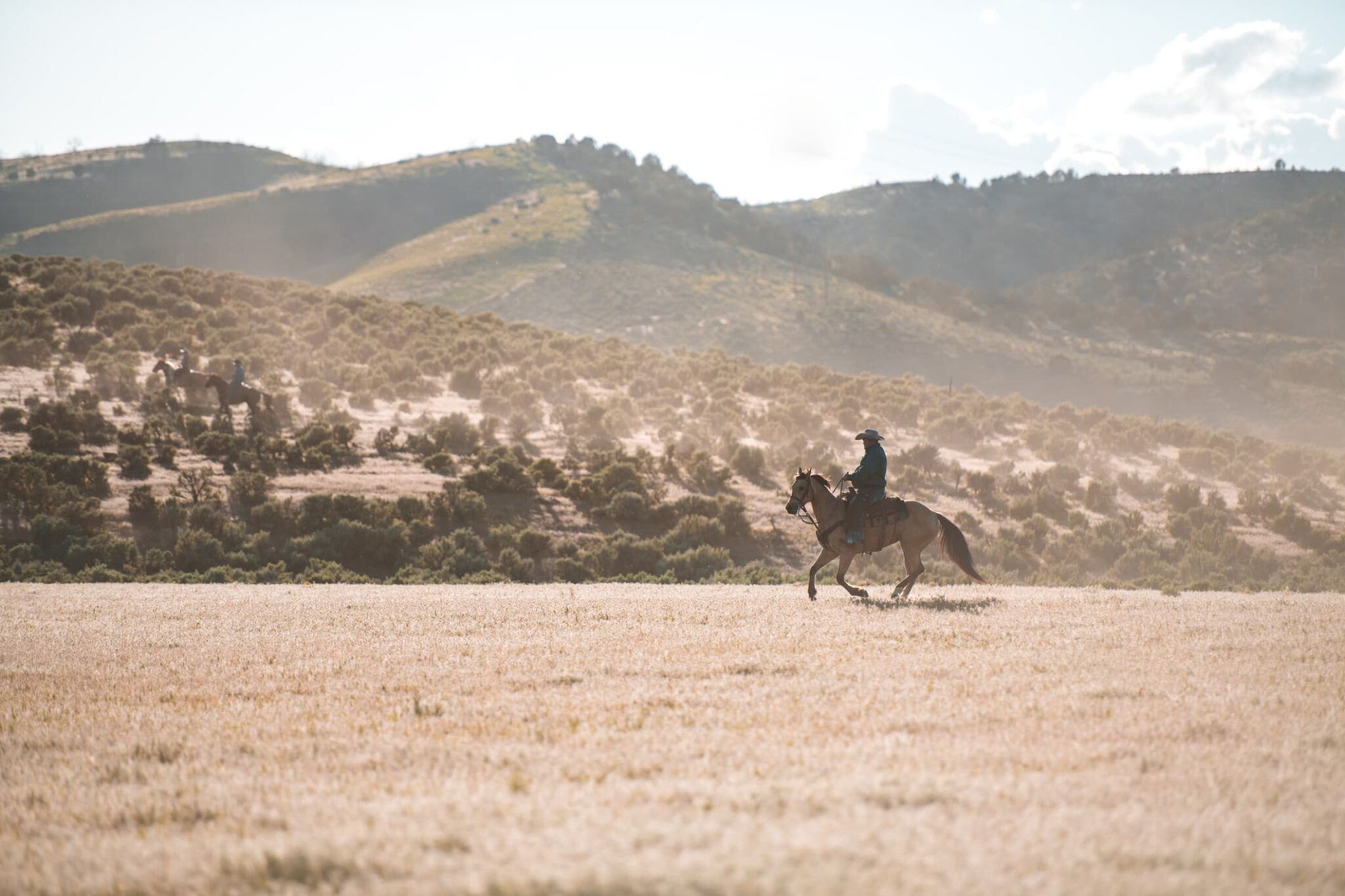 Man riding horse in Bozeman, Montana