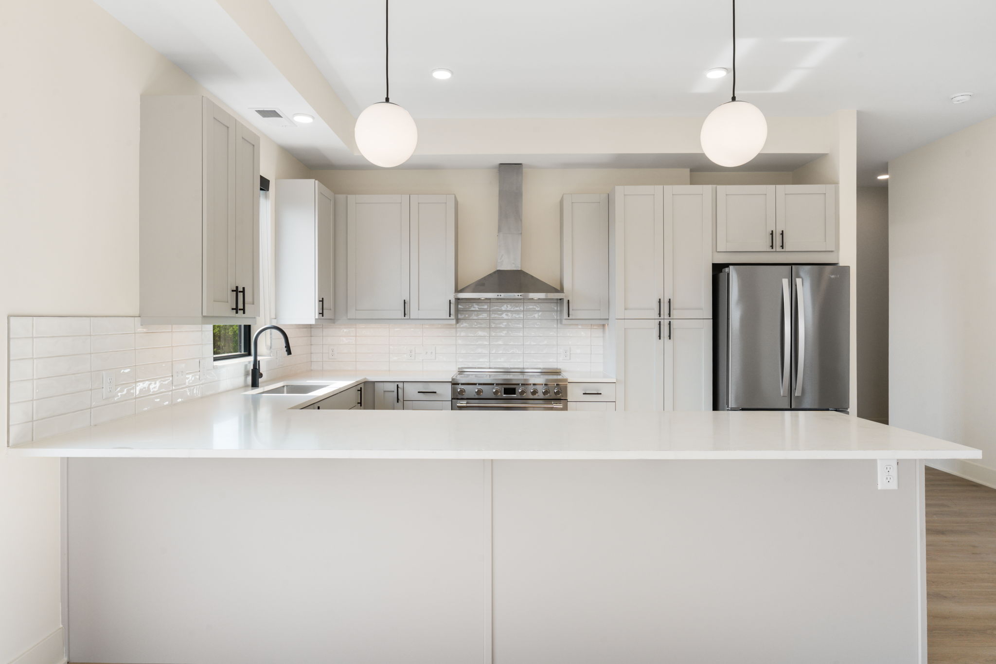 Freestone kitchen with stainless steel appliances